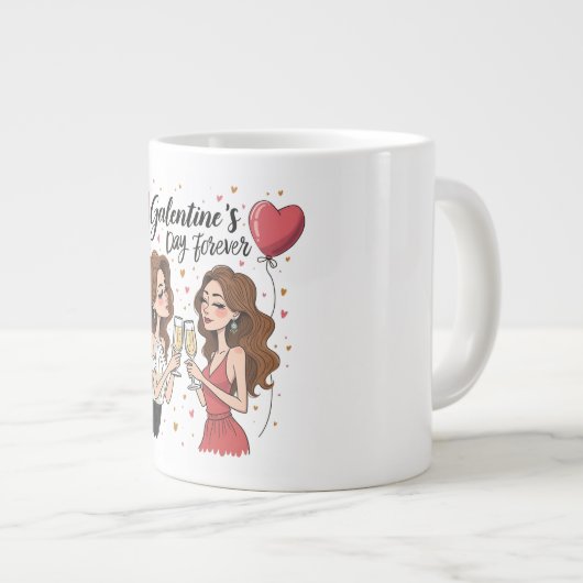 Feiern zum Galentinstag Jumbo-Tasse (Vorderseite Rechts)