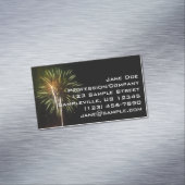 Feiern zum grünen und goldenen Feuerwerk Magnetische Visitenkarte (Beispiel)