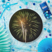 Feiern zum grünen und goldenen Feuerwerk Pappteller (Party)