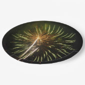 Feiern zum grünen und goldenen Feuerwerk Pappteller (Schrägansicht)