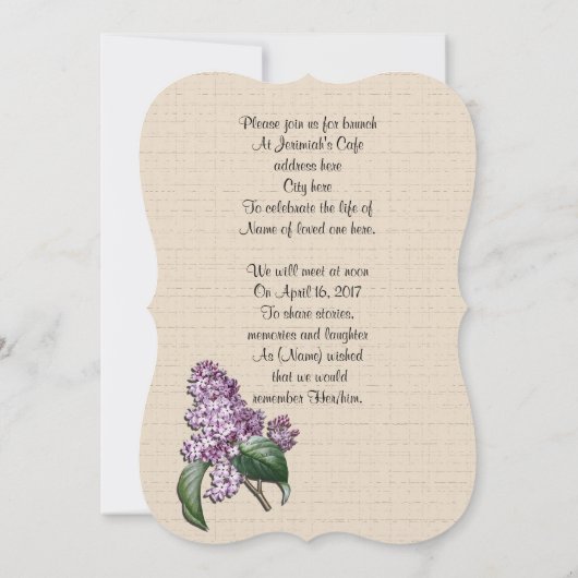 Feiern zum Leben Einladung Lilacs (Rückseite)