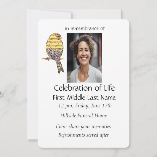 Feiern zum Live-Service Einladung Musik Song Bird (Rückseite)