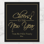 Feiern zum neuen Jahr, Gold-Script Weinetikett (Einzelnes Label)