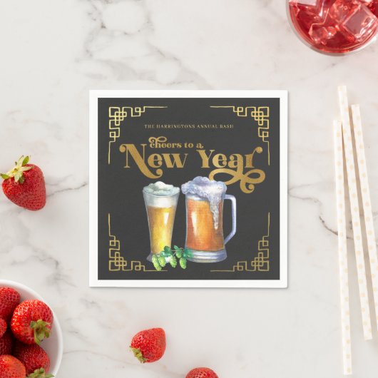Feiern zum neuen Jahr | Hoppy Beer Napkin Serviette (Beispiel)