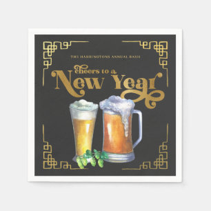Feiern zum neuen Jahr Hoppy Beer Napkin Serviette