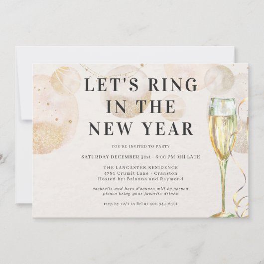 Feiern zum neuen Jahr | Sekt Einladung (Vorderseite)