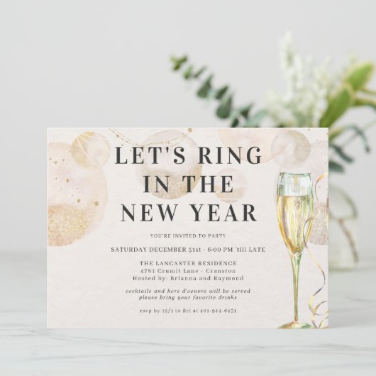 Feiern zum neuen Jahr | Sekt Einladung (Stehend Vorderseite)