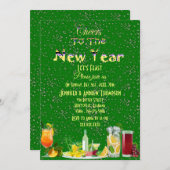 Feiern zum Neujahrscocktails Grüner Sparkling Einladung (Vorne/Hinten)