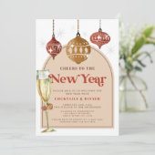 Feiern zum Neujahrsfest - Neues Jahr-Party Einladung (Stehend Vorderseite)
