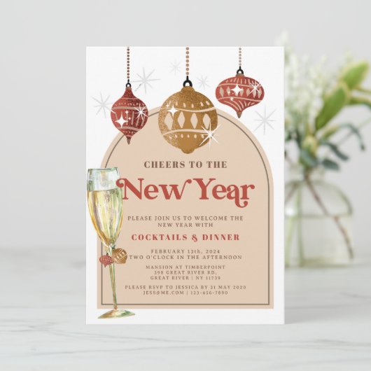 Feiern zum Neujahrsfest - Neues Jahr-Party Einladung (Stehend Vorderseite)