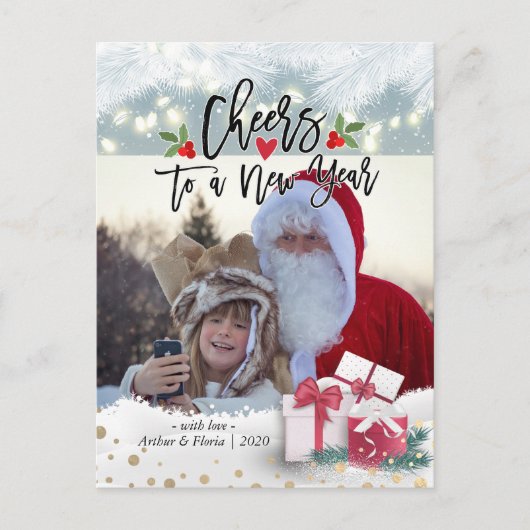 Feiern zum Neujahrsfest Saisongrüße Foto Feiertagspostkarte (Vorderseite)