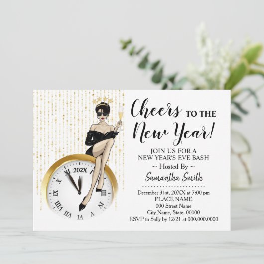 Feiern zum Neujahrsmädchen-Abend Einladung (Stehend Vorderseite)