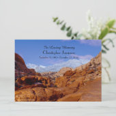 Feiern zum Schnee des Lebens auf roten Felsen Einladung (Stehend Vorderseite)