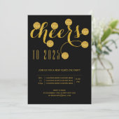 Feiern zum Silvestersonntag 2025 Party schwarz Einladung (Stehend Vorderseite)