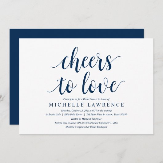 Feiern zum Thema Liebe, Modernes Brautparty I Einladung (Vorne/Hinten)