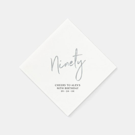 Feiern zur neunzigsten Neuzeit Silver 90. Geburtst Serviette (Ecke)