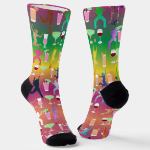 Feiernde Frauen mit Cocktail-Muster Socken