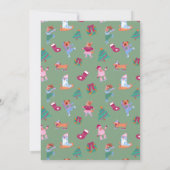 Feiernde Hunde Ice Skaten Grün Weihnachtsfest Part Einladung (Rückseite)