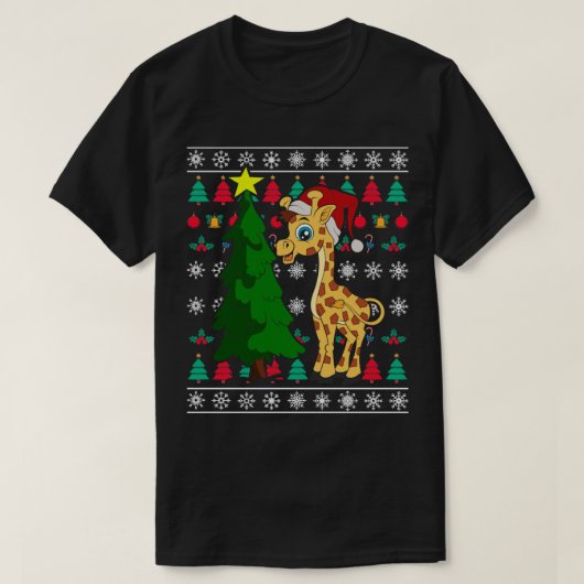 Feiernde Tier Weihnachtsmann Giraffe Ugly Chris T-Shirt (Design vorne)