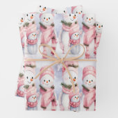 Feiernder Beifall mit lächelnden Schneemännern und Geschenkpapier Set (Beispiel)