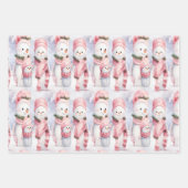 Feiernder Beifall mit lächelnden Schneemännern und Geschenkpapier Set (Vorderseite)