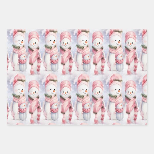 Feiernder Beifall mit lächelnden Schneemännern und Geschenkpapier Set (Vorderseite)