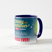 Feiernder Best Boss Ever mit Snowman Weihnachten Tasse (VorderseiteRechts)