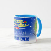 Feiernder Best Boss Ever mit Snowman Weihnachten Tasse (VorderseiteRechts)