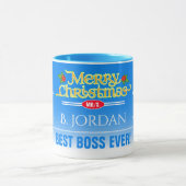 Feiernder Best Boss Ever mit Snowman Weihnachten Tasse (Zentrum)