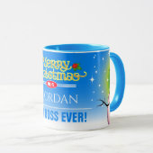 Feiernder Best Boss Ever mit Snowman Weihnachten Tasse (VorderseiteRechts)