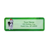 Feiernder Husky in Weihnachtsmannmütze auf Green (Vorne)