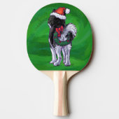 Feiernder Husky in Weihnachtsmannmütze auf Green Tischtennis Schläger (Rückseite)