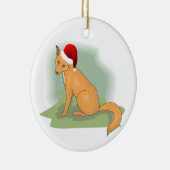 Feiernder Santa Hatted Fox Keramikornament (Rechts)