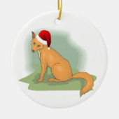 Feiernder Santa Hatted Fox Keramikornament (Vorne)