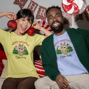 Feiernder Spaß: Niedliche Weihnachten in Beige und T-Shirt