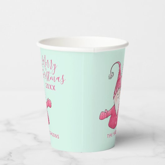Feiernder Spaß - Rosa und Minze Grün Weihnachten Pappbecher (Rechts)