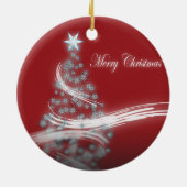 Feiernder Star Chic Weihnachten Evergreen Keramik Ornament (Hinten)