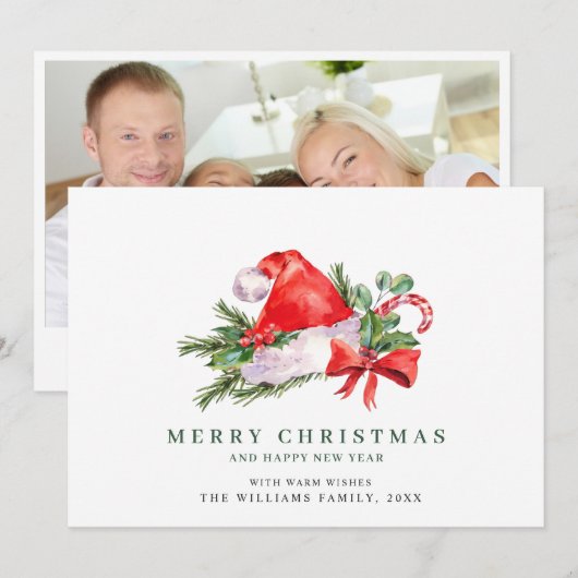 Feiernder Weihnachtsklaus Hat Weihnachtsfeier FOTO Feiertagskarte (Vorne/Hinten)