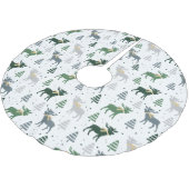 Feierndes Elch, Bäume und Schneeballmuster Polyester Weihnachtsbaumdecke (Schrägansicht)