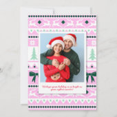 Feierndes Ugly Sweater & Snowflakes Foto Feiertagskarte (Rückseite)