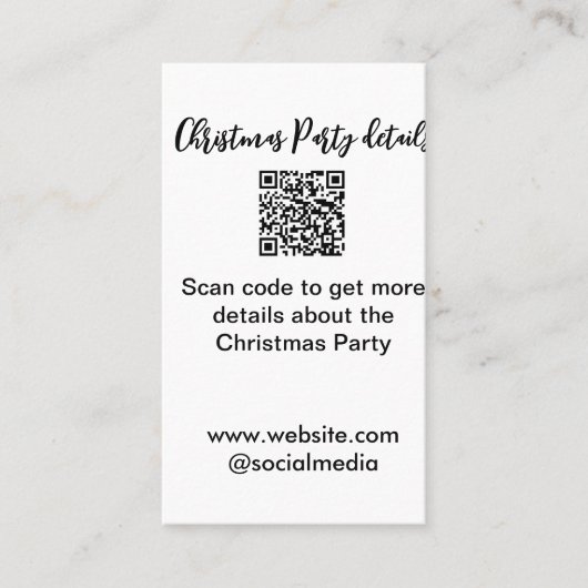 Feierparty Scan QR-Code Details Webseite sozial Visitenkarte (Vorderseite)