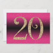 Feiert 20 Jahre Überraschung Geburtstag, tiefrosa Einladung (Rückseite)