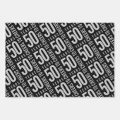 Feiert 50 Jahre Geburtstag Silber Schwarz Geschenkpapier Set (Vorderseite)
