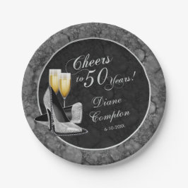 Feiert 50 Jahre Silber und Schwarz zum Geburtstag Pappteller