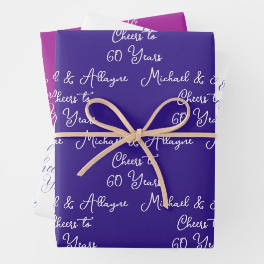 Feiert 60 Jahre Pink Magenta 60 Jahre Geschenkpapier Set (Beispiel)