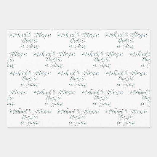 Feiert 60 Jahre Sage Green 60 Jahre Jubiläum Geschenkpapier Set (Vorderseite 2)