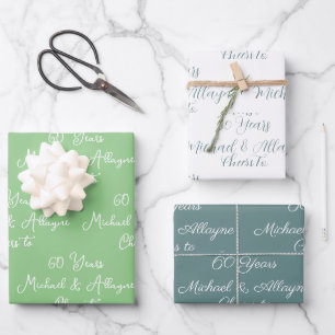 Feiert 60 Jahre Sage Green 60 Jahre Jubiläum Geschenkpapier Set