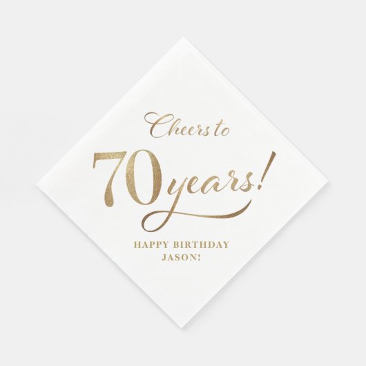 Feiert 70 Geburtstag Glitzer Gold Serviette (Ecke)