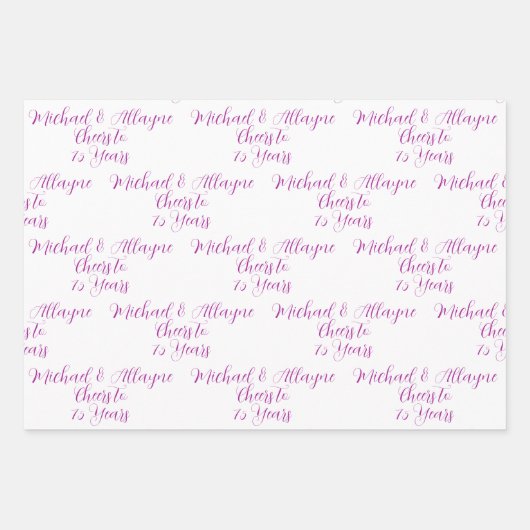 Feiert 75 Jahre Pink Magenta 75 Jahre Geschenkpapier Set (Vorderseite 2)