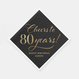 Feiert 80 Geburtstag Glitzer Black and Gold Serviette